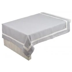 Obrus szary kwadratowy z koronką elegancki 85x85