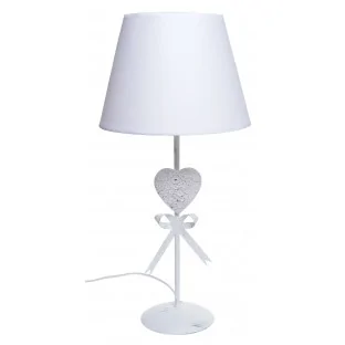 Lampka biała z sercem nocna stołowa 53 cm