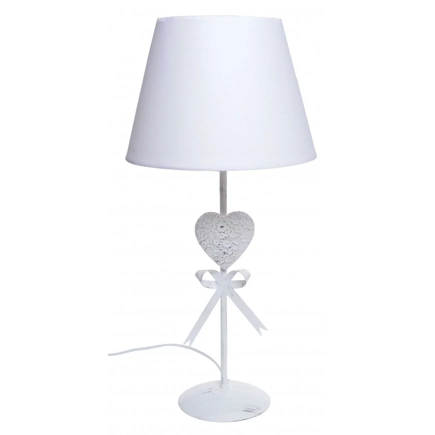 Lampa stołowa biała z sercem 53 cm 