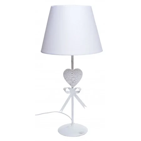 Lampka biała z sercem nocna stołowa 53 cm
