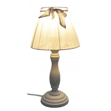 Lampka Lampa nocna z kokardką szara w stylu vintage