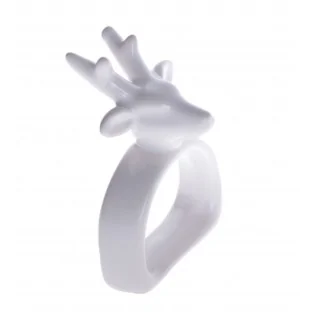 Obrączka na serwetkę biała z reniferem serwetnik