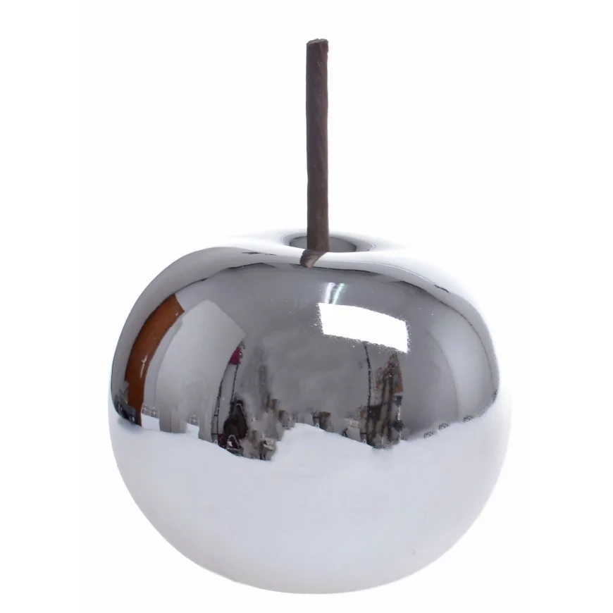 Jabłko ceramiczne srebrne małe 10 cm