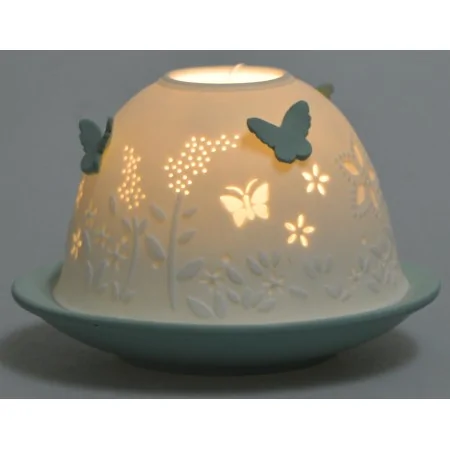 Lampion ceramiczny w motylki zielony 7,5 cm 