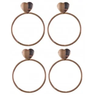 Serwetnik metalowy złoty obrączka złote z sercem 4 szt.