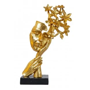 Maska z kwiatami rzeźba złota 45 cm