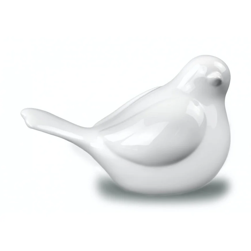 Ptaszek biały pastelowy ceramiczny 7 x 4 cm 