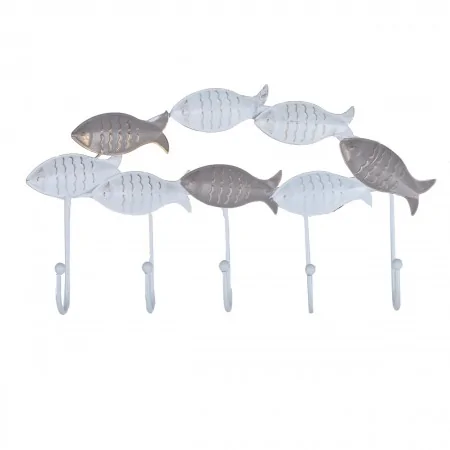 Wieszak marynistyczny metalowy ryby 5 haków 30 cm