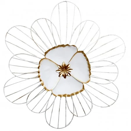 Dekoracja ścienna metalowa biały kwiat 50 cm