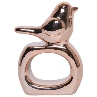 Obrączka na serwetę ceramiczna miedziana z ptaszkiem DEFEKT