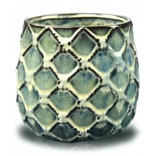 Osłonka niebieska brązowa duża donica 19x16 cm