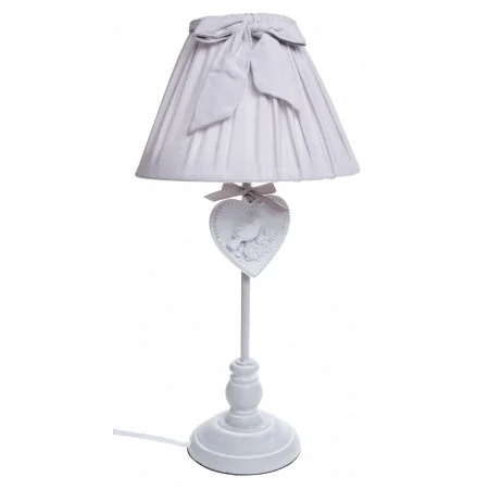 Lampka nocna stołowa szara z kokardą 44 cm