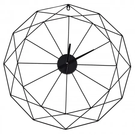 Zegar metalowy okrągły ścienny czarny geometryczny 60 cm