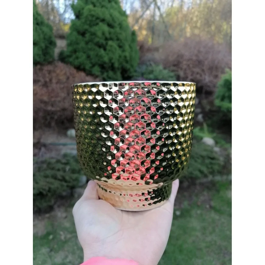 Osłonka ceramiczna złota geometryczna GOLD 13x13 cm