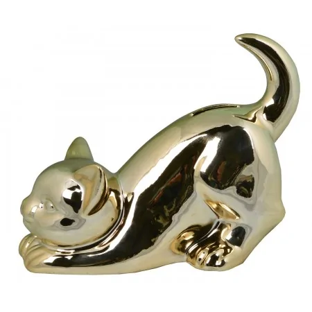 Skarbonka kot kotek złoty ceramiczna 18x15 cm