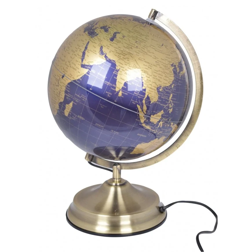 Globus złoto niebieski podświetlany 25 cm