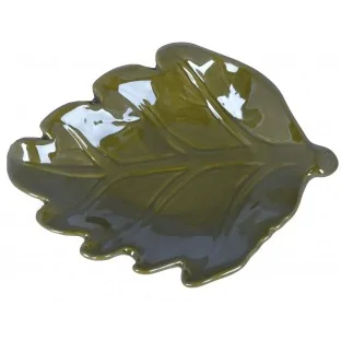 Talerz podstawka zielony liść ceramiczny 17 cm