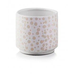 Osłonka ceramiczna biała z beżowym wzorem 13 cm