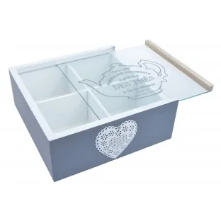 Pudełko Skrzynka na herbatę 4 przegródki 18x18