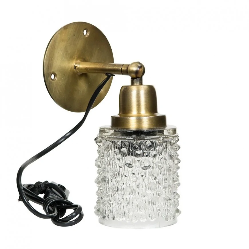 Kinkiet ścienny lampa mosiądz stare złoto 22 cm