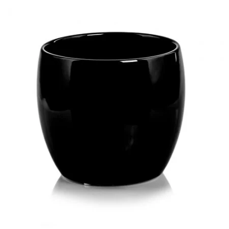 Osłonka doniczka czarna ceramiczna 13x12,5 cm