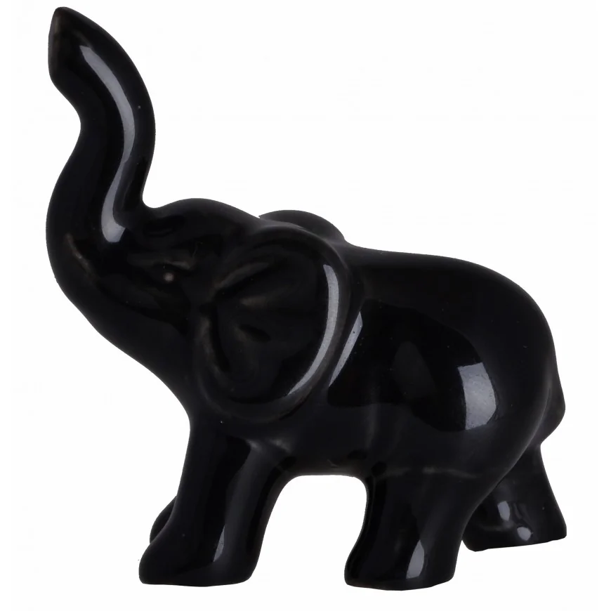 Słonik słoń czarny figurka ceramiczny 5x6 cm
