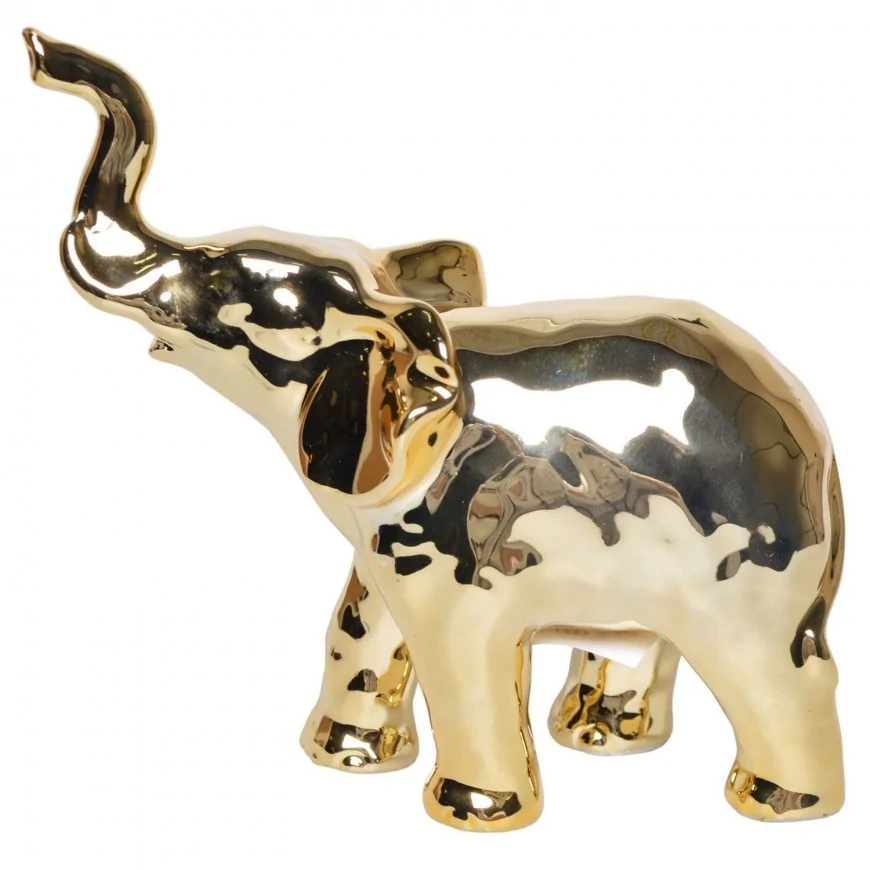 Słoń złoty figurka słonia na prezent 14,5 cm