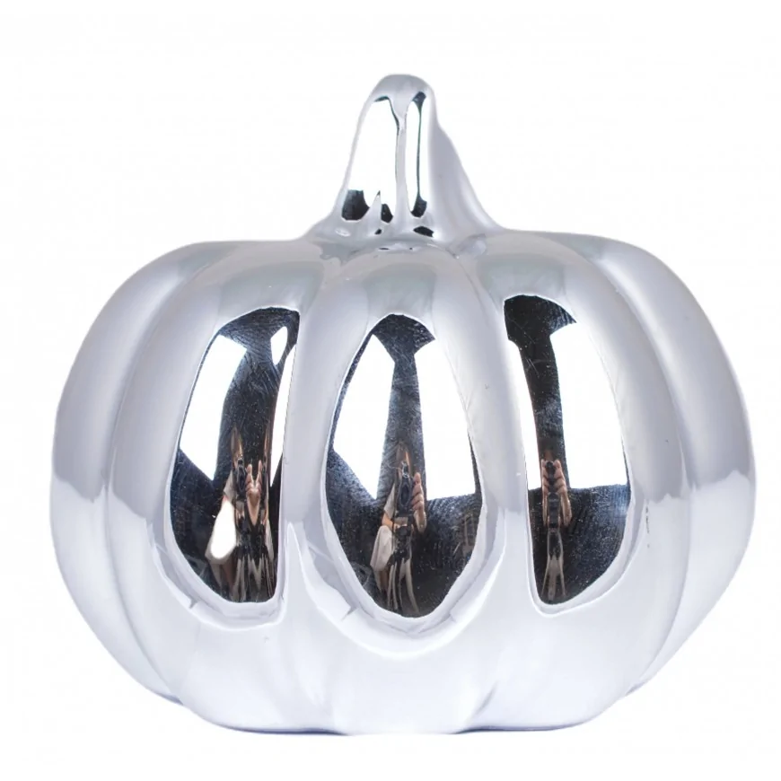 Dynia srebrna ceramiczna do dekoracji stroika 7 cm