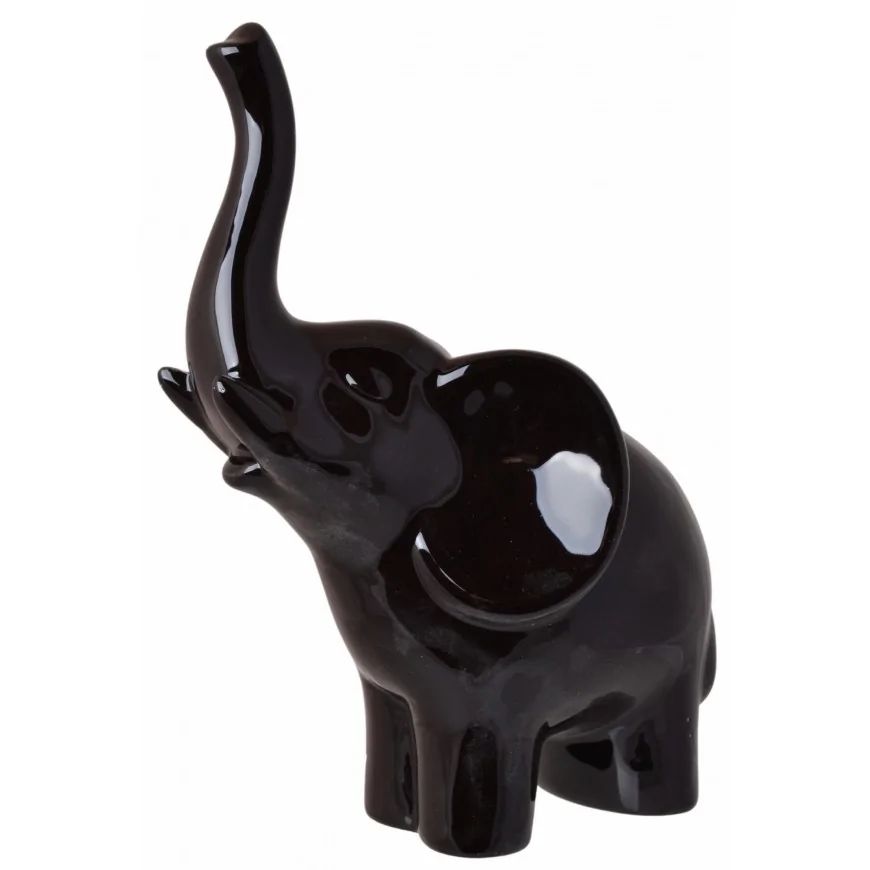 Słoń czarny figurka słonia dekoracja na szczęście 17 cm