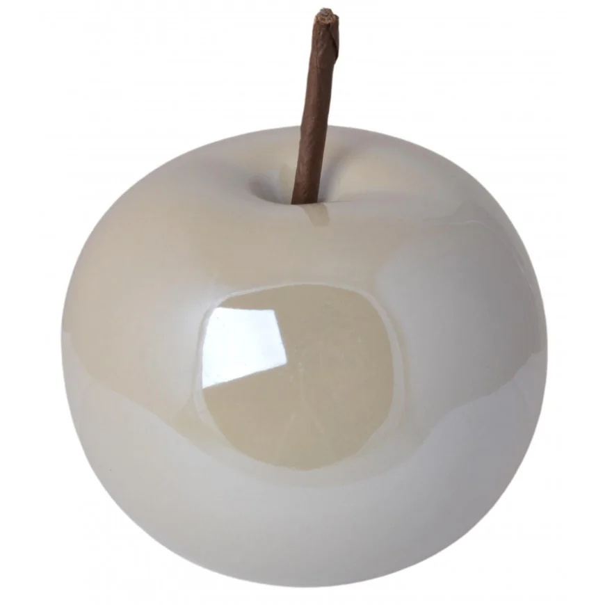 Jabłko beżowe ceramiczne figurka do dekoracji 10 cm