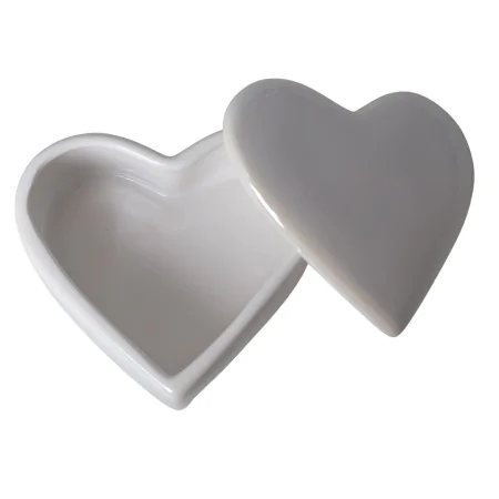 Puzderko serce ceramiczne białe perłowe 12x11
