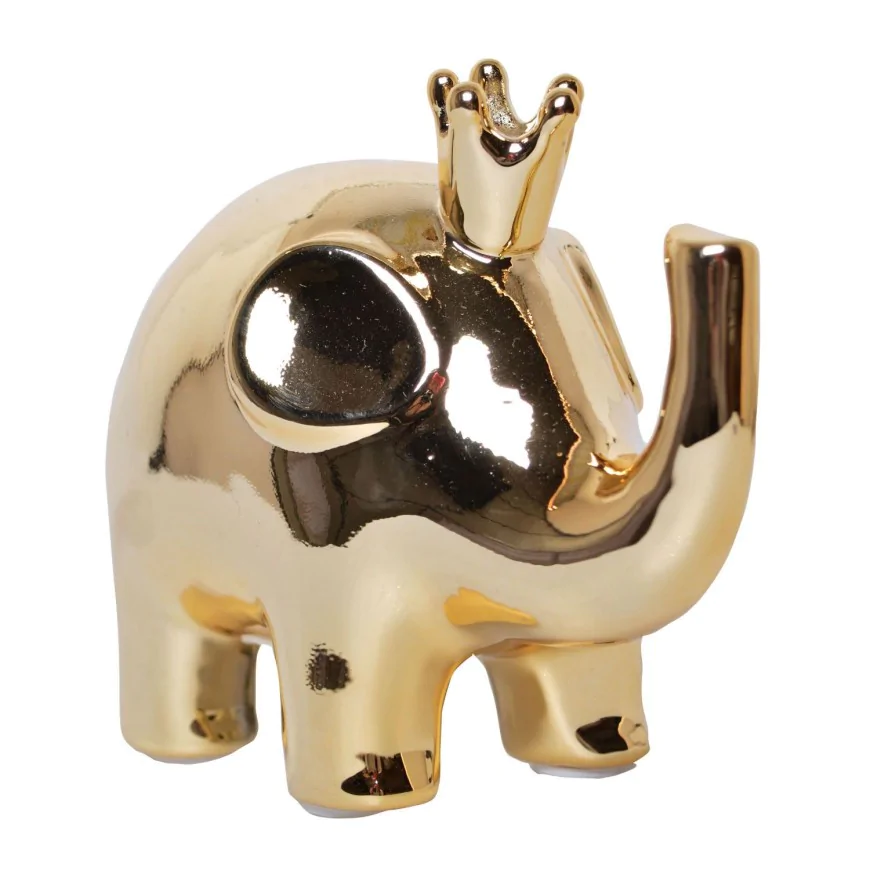 Skarbonka słoń w koronie złota DUŻA 15x12 cm