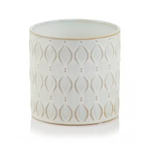 Osłonka kremowa  doniczka z wzorem 13 cm