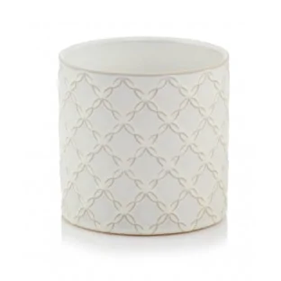 Osłonka kremowa doniczka z wzorem 13x13 cm 4