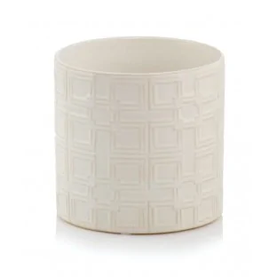 Osłonka kremowa doniczka z wzorem 13 cm
