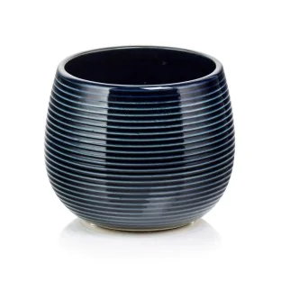 Osłonka niebieska doniczka kula prążkowana 14 cm