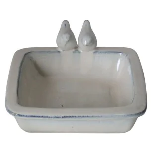 Poidło dla ptaków kremowe ceramiczne 29 cm