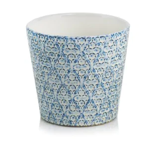 Osłonka niebieska z wzorem doniczka 16 cm