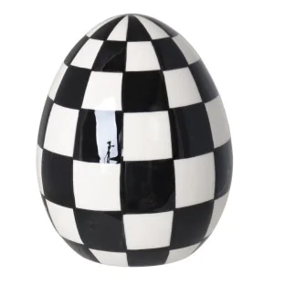 Jajko wielkanocne w kratkę biało czarne 13,5 cm
