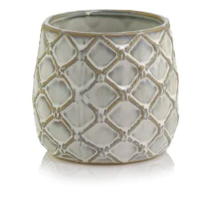 Osłonka kremowa beżowa doniczka vintage 14x15 cm