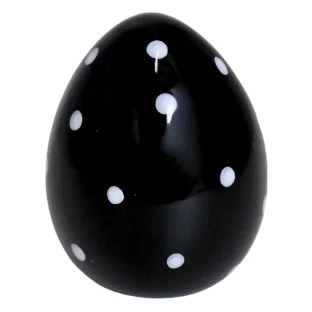 Jajko wielkanocne czarne w kropki małe 8,5 cm