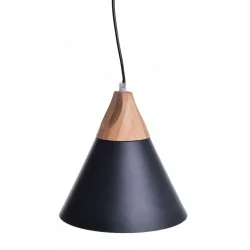 Lampa wisząca czarna z drewnem