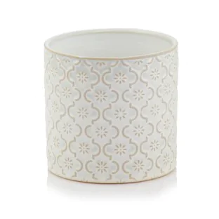 Osłonka kremowa doniczka z wzorem 15 cm