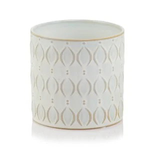 Osłonka kremowa  doniczka z wzorem 15 cm