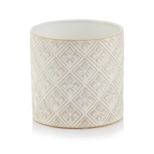 Osłonka kremowa doniczka z wzorem 15 cm b