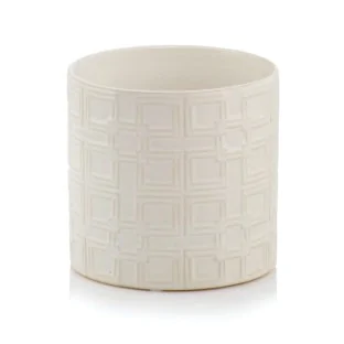 Osłonka kremowa doniczka z wzorem 15