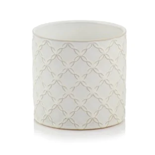 Osłonka kremowa doniczka z wzorem 13 cm