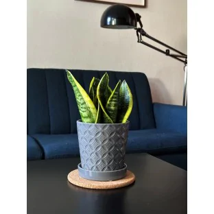 Doniczka szara z podstawką donica 15x15 cm DEFEKTY