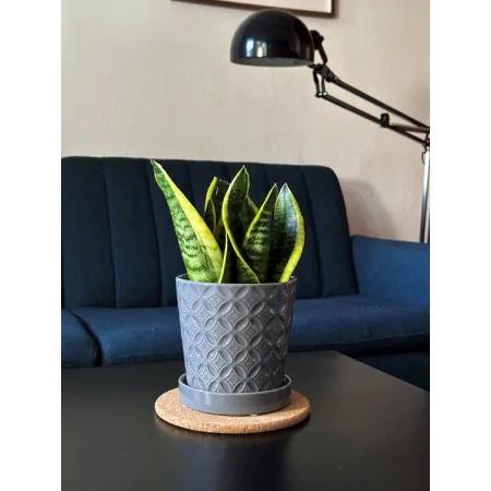 Doniczka szara z podstawką donica 15x15 cm DEFEKTY