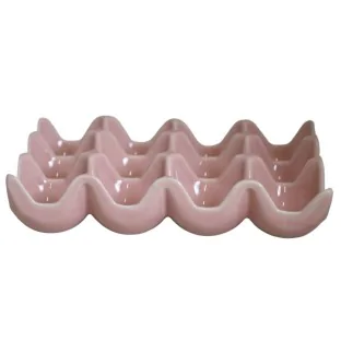 Talerz na jajka różowy ceramiczny wytłaczanka 19,5 cm